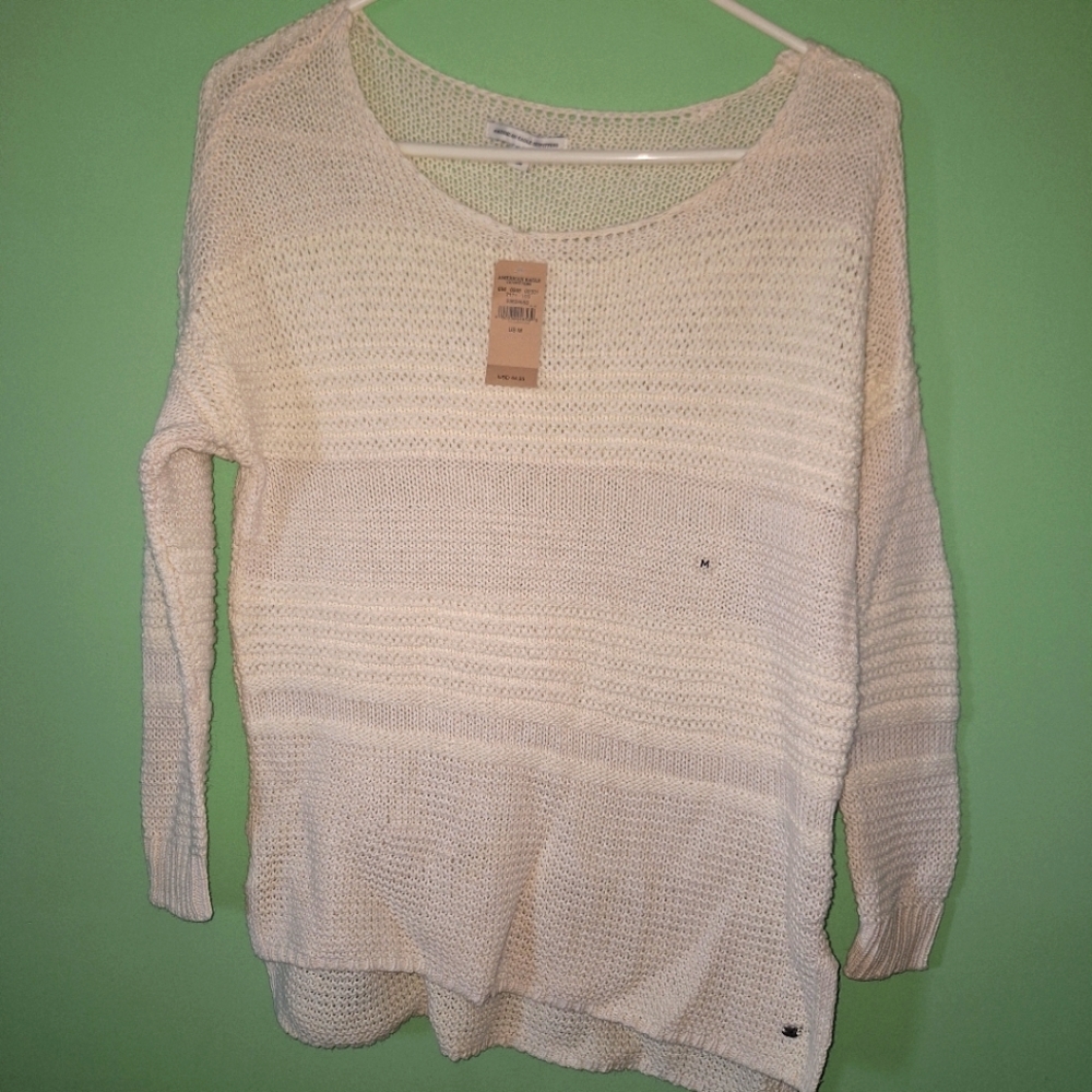 NWT American Eagle Sweater Medium Lightweight Women’s Boho Cream Pullover New M